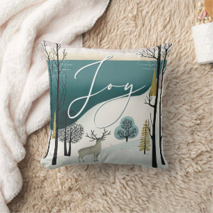 Nordic Winter Forest   Joy Woodland Christmas Cushion