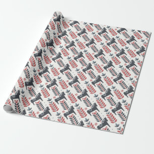 Nordic Winter Horses Pattern Wrapping Paper