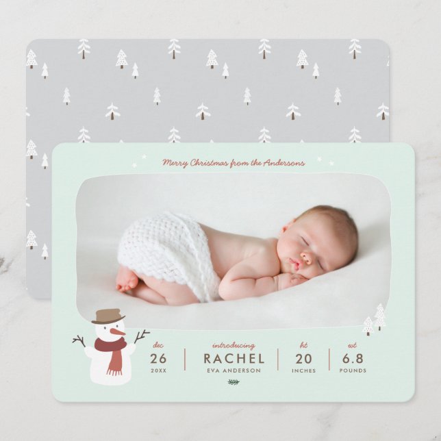 Nordic Winter New Baby First Christmas Holiday Card (Front/Back)