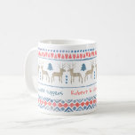 Nordic Woodland with Custom Text & Names Coffee Mug<br><div class="desc">Personalise this cute and cosy coffee mug. The template is set up for you to add your names and two romantic phrases (or you can keep our sample text, which reads candlelit suppers and woodland walks). The design features traditional Nordic hygge style patterns of hearts and spots with woodland trees...</div>