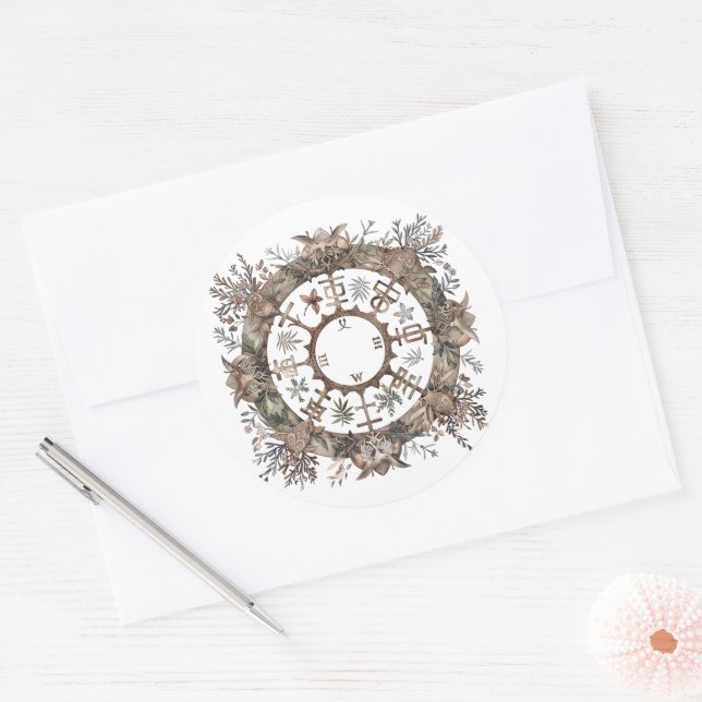 Nordic Wreath Classic Round Sticker (Envelope)