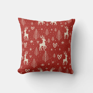 Nordic Yuletide Reindeer Cushion