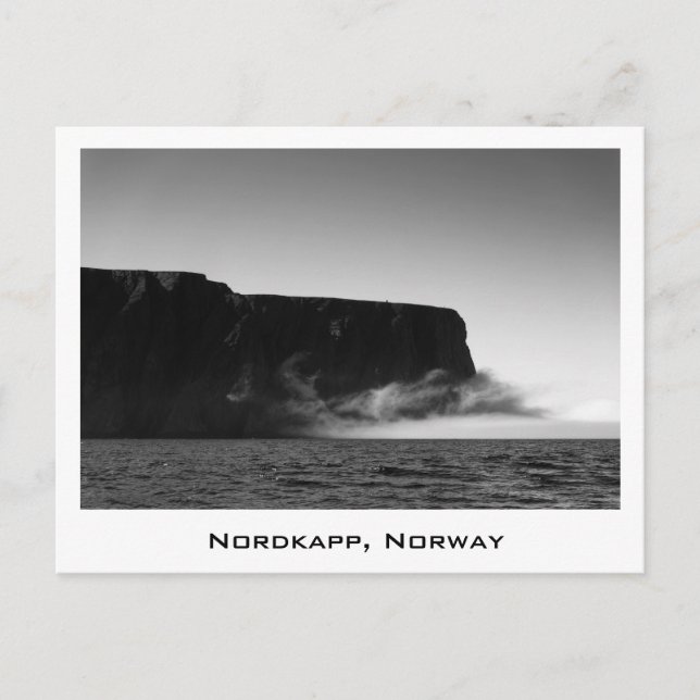 Nordkapp cliffs black & white postcard (Front)