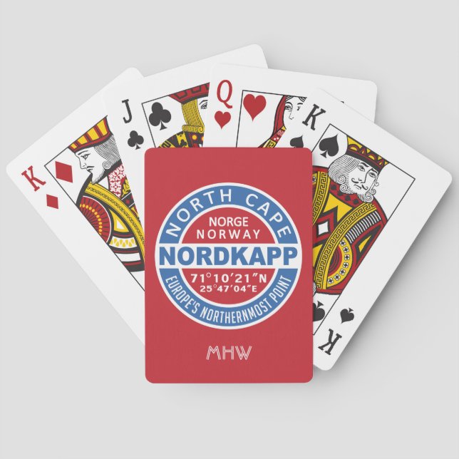 NORDKAPP Norway custom monogram playing cards (Back)