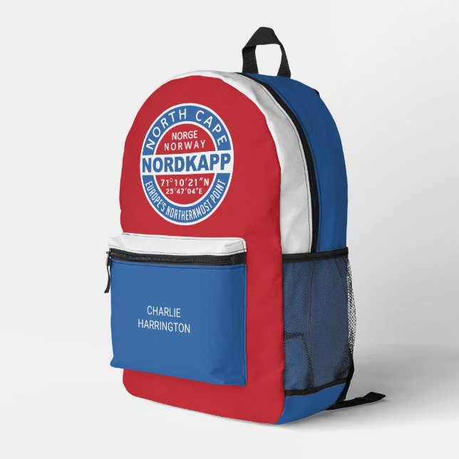 NORDKAPP Norway custom name Printed Backpack (Back Corner Right)