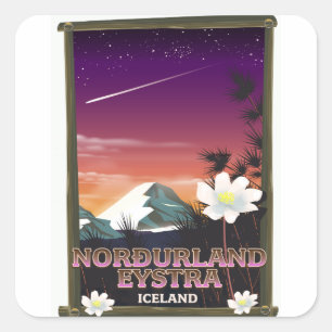 Norðurland eystra Iceland travel poster Square Sticker