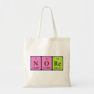 Nore periodic table name tote bag