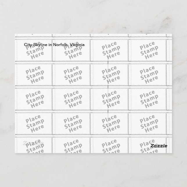 Norfolk City Skyline Postcard (Back)