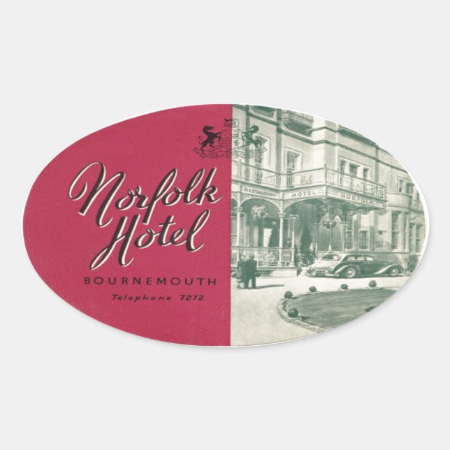 Norfolk Hotel Bournemouth Oval Sticker (Front)