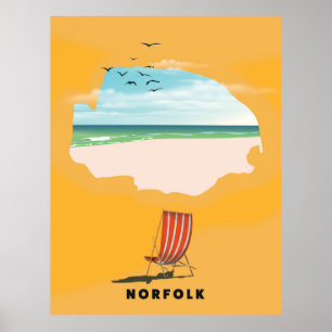 Norfolk Map illustrated travel poster