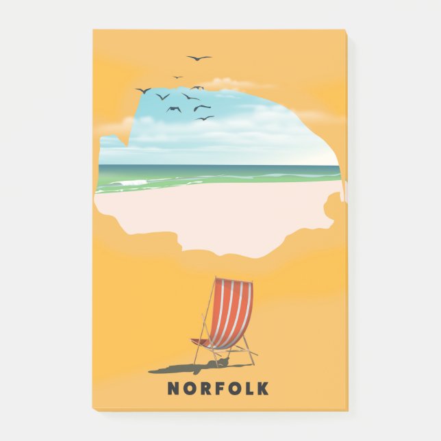 Norfolk Map illustrated travel poster Post-it Notes (Front)