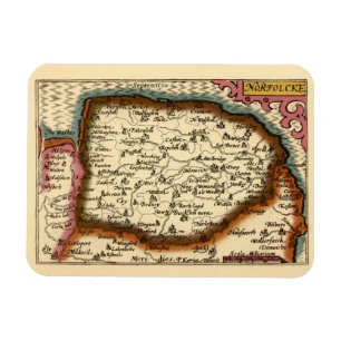 Norfolk "Norfolcke" County England Old Atlas Map Magnet