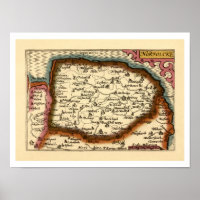 Norfolk "Norfolcke" County England Old Atlas Map