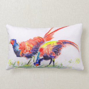 Norfolk Pheasants Watercolour Lumbar Cushion