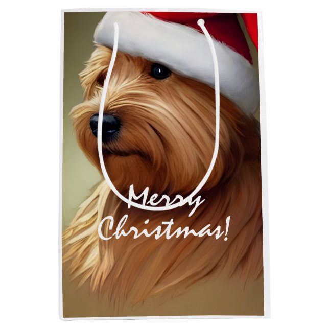 Norfolk Terrier Christmas Medium Gift Bag (Front)