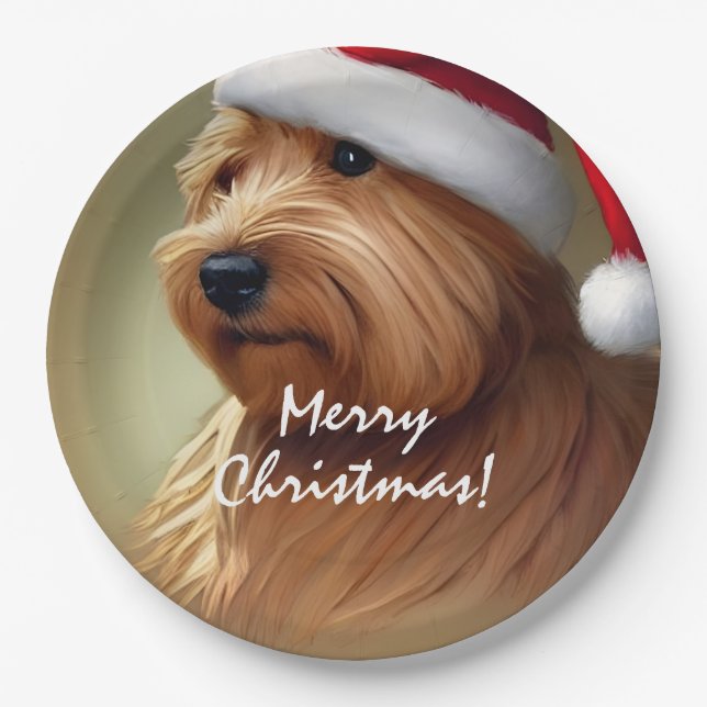 Norfolk Terrier Christmas Paper Plate (Front)