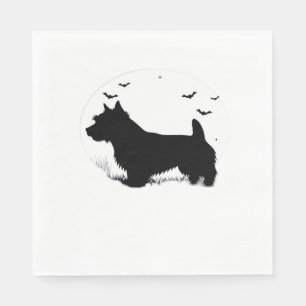 Norfolk Terrier Dog � Halloween Moon Silhouette Cl Napkin