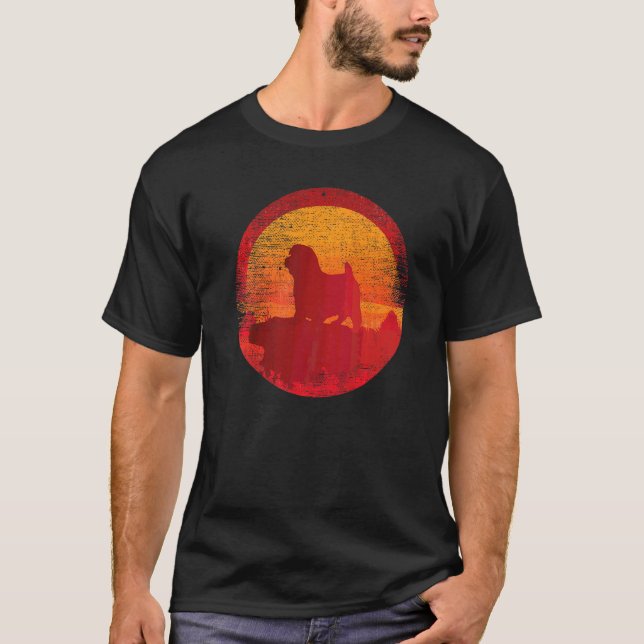 Norfolk Terrier Dog Retro Sunset T-Shirt (Front)