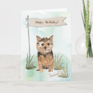 Norfolk Terrier Dog Under Birthday Sign Card