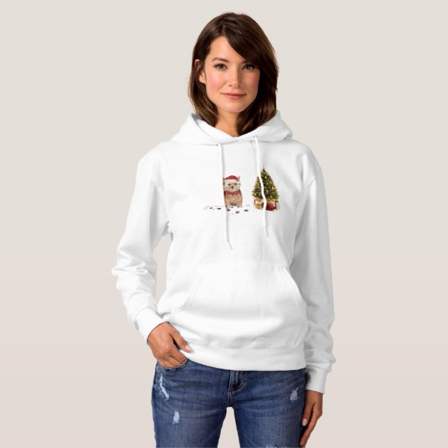 Norfolk Terrier Funny Christmas Dog with Tree Hoodie (Front Full)