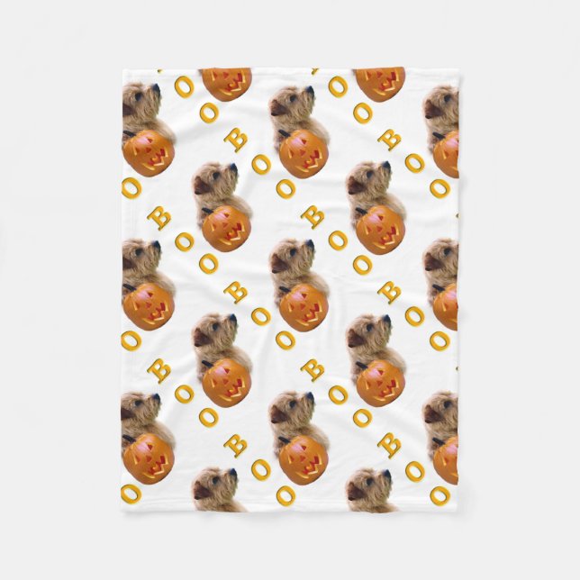 Norfolk Terrier Halloween Boo Fleece Blanket (Front)