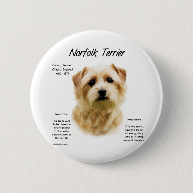 Norfolk Terrier History Design 6 Cm Round Badge (Front)