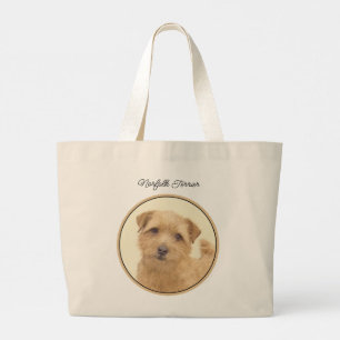 Norfolk Terrier Painting Cute Original Pet Dog Art Large Tote Bag