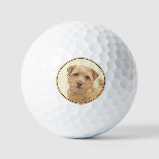 Norfolk Terrier Painting - Original Dog Art Golf Balls (Front)