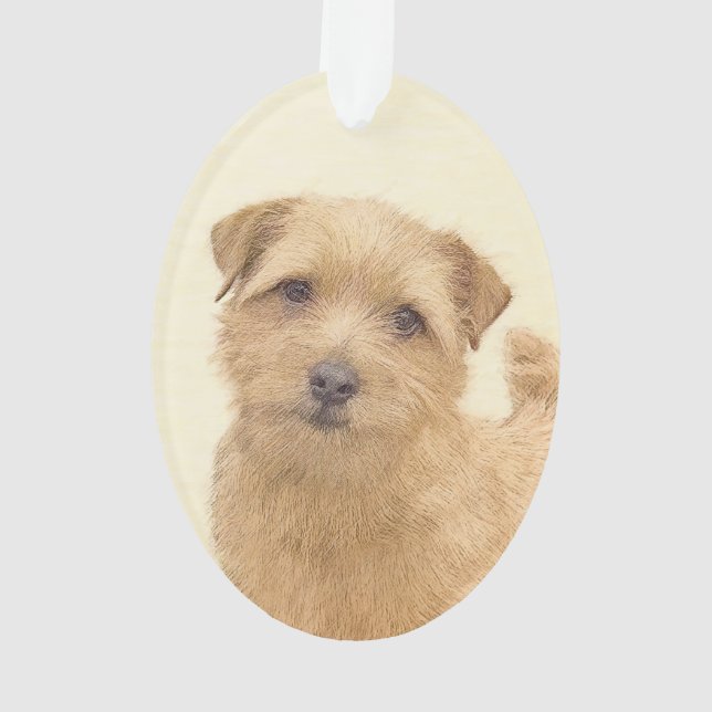 Norfolk Terrier Painting - Original Dog Art Ornament (Back)