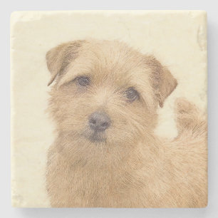 Norfolk Terrier Painting - Original Dog Art Stone Coaster