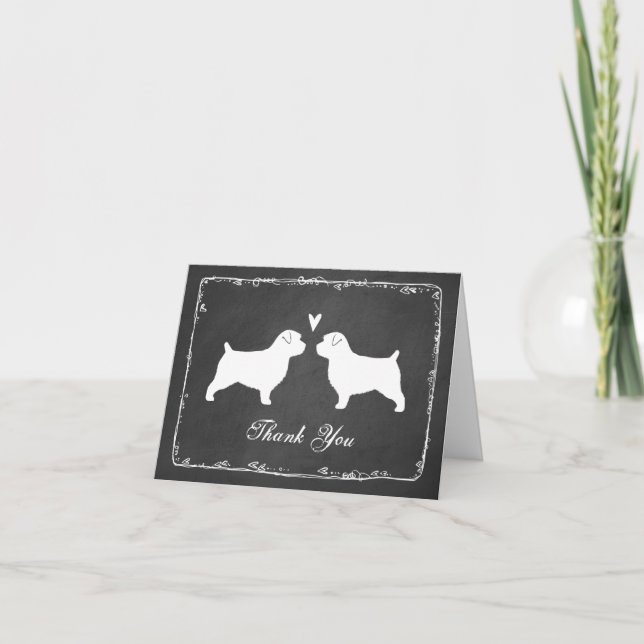 Norfolk Terrier Silhouettes Wedding Thank You (Front)