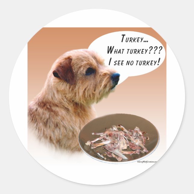 Norfolk Terrier Turkey Classic Round Sticker (Front)