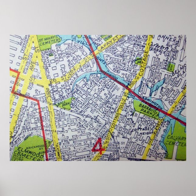 Norfolk, VA Vintage Map Poster (Front)