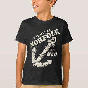 Norfolk Virginia EST 1682 Vintage Sailboat Anchor T-Shirt