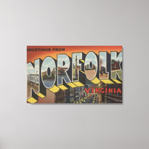 Norfolk, Virginia - Large Letter Scenes Canvas Print