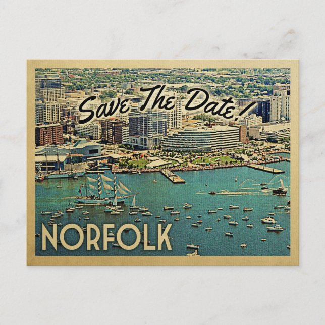 Norfolk Virginia Save The Date Vintage Postcards (Front)