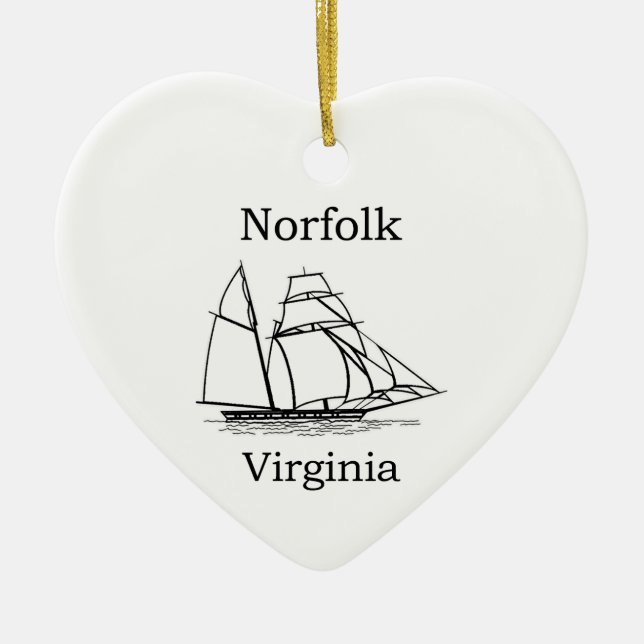 Norfolk Virginia Tall Ships Logo Ceramic Tree Decoration (Front)