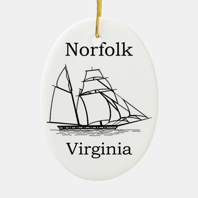 Norfolk Virginia Tall Ships Logo Ceramic Tree Decoration (Front)