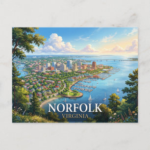 Norfolk Virginia Travel Coastal Cityscape Postcard