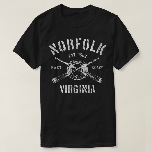 Norfolk Virginia VA  Vintage Nautical Boating Tee  (Design Front)