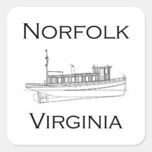 Norfolk Virginia Vintage Maritime Logo - Tug Boat Square Sticker