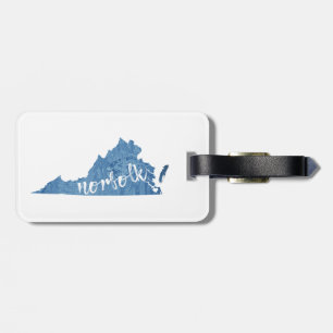 Norfolk Virginia Wood Grain Luggage Tag