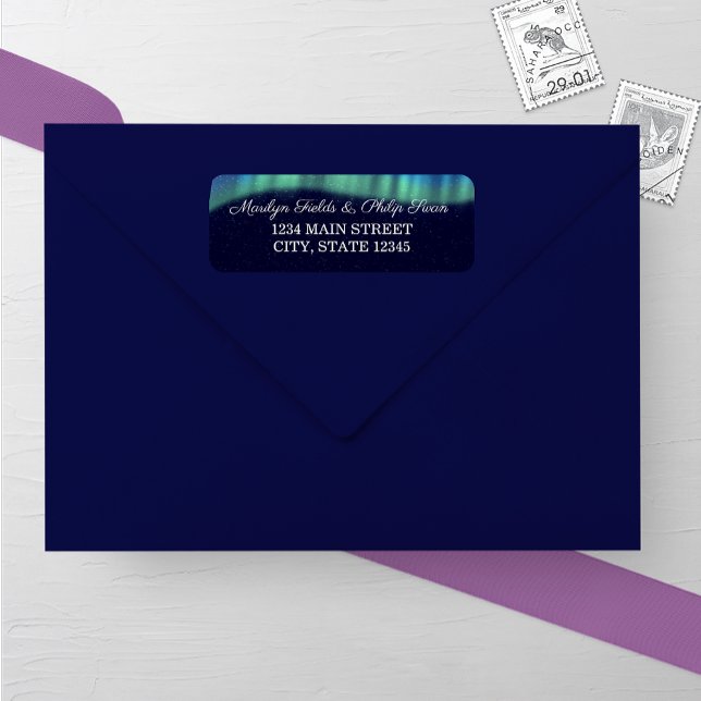 Norhtern Lights Wedding Return Address Label (Creator Uploaded)