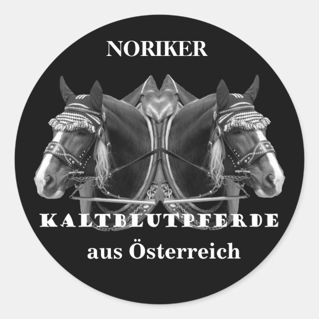 NORIKER cold blood horses from Austria Classic Round Sticker (Front)