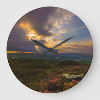 Norland moor sunset large clock