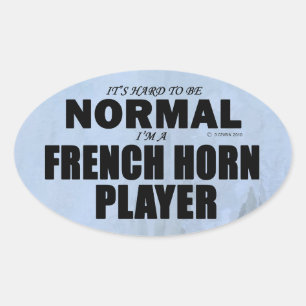 Normal French Horn Player Oval Sticker