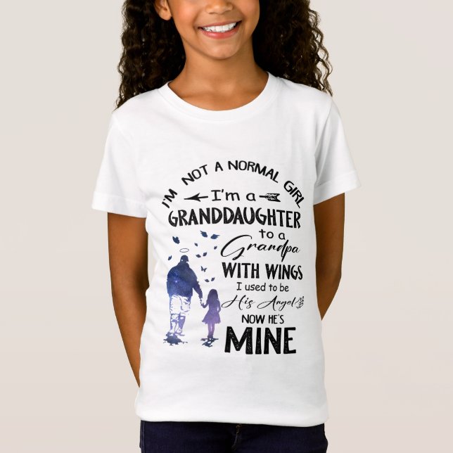 Normal Girl Granddaughter Grandpa With Wings Angel T-Shirt (Front)