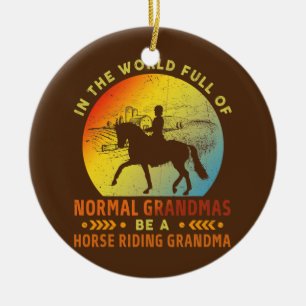 Normal Grandma Proud Horse Riding Grandma Retro Ceramic Tree Decoration