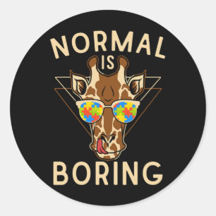 Normal Is Boring Autism Awareness Giraffe  Classic Round Sticker
