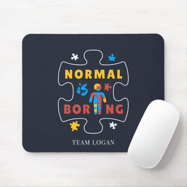 Normal is Boring Autism Awareness Puzzles Mouse Pad (With Mouse)